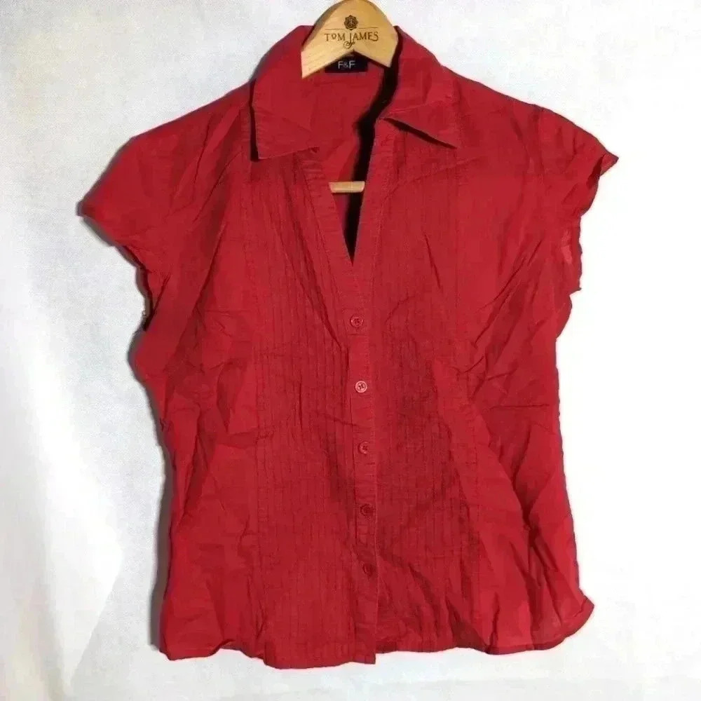 F&F Red Sleeveless Top 100% Bavina EU 38 US sz 6